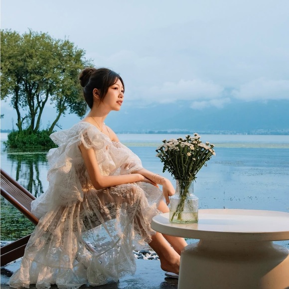 Rare Zimmermann Dawning Ruffle & Lace Tiered Asymmetrical Mini Dress Size AU0 - Picture 16 of 16